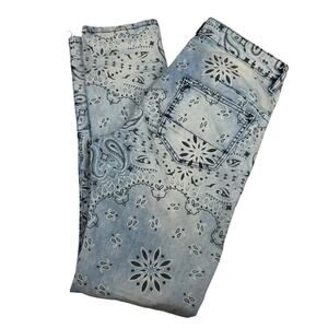 Rutherford Y2K Bandana Print Light Wash Skinny Jeans